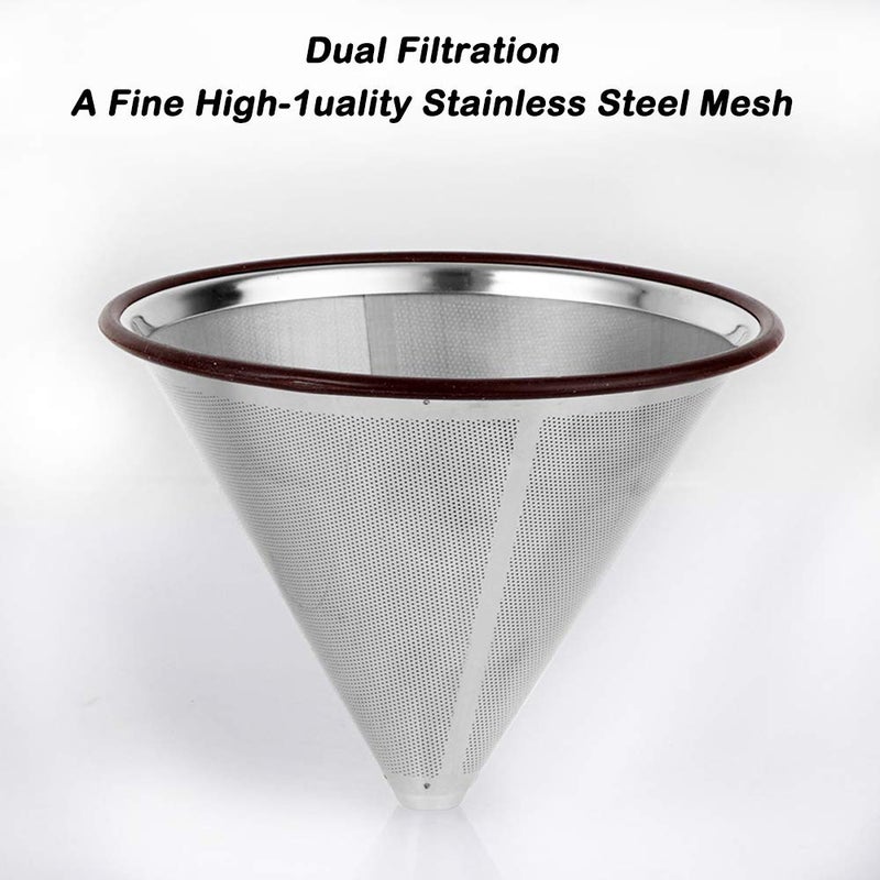DaKuan Reusable Stainless Steel Pour Over Coffee Filter - Double Mesh Drip Coffee Filter - Image 3